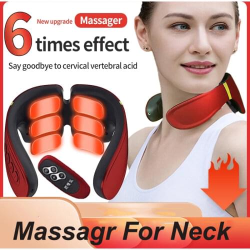 Massager For Neck 6 heads Electric Cervical Massager Kneading Hot Compress Pulse Neck Shoulder Back Relaxation Tool Health Care