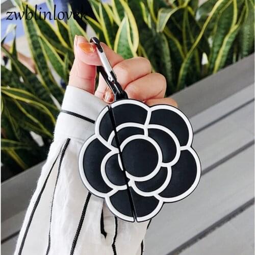 Black Camellia For Airpods Earphones 1 2 Generation Wireless Bluetooth Silica Gel Shatter-resistant Soft Cover Case Femal
