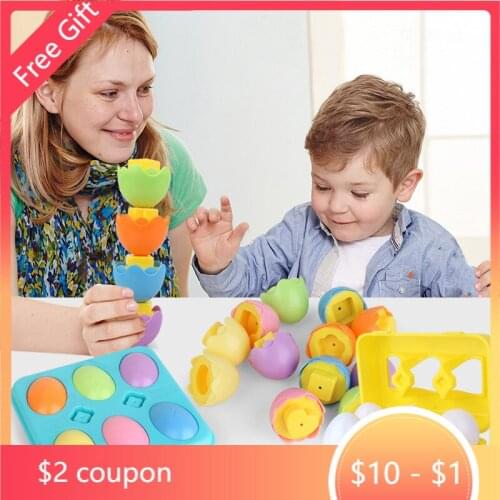 Montessori Educational Toys Smart Eggs 3D Puzzle For Children Jigsaw Mixed Shape Tool Color Recognize Shape Match Game Math Toys