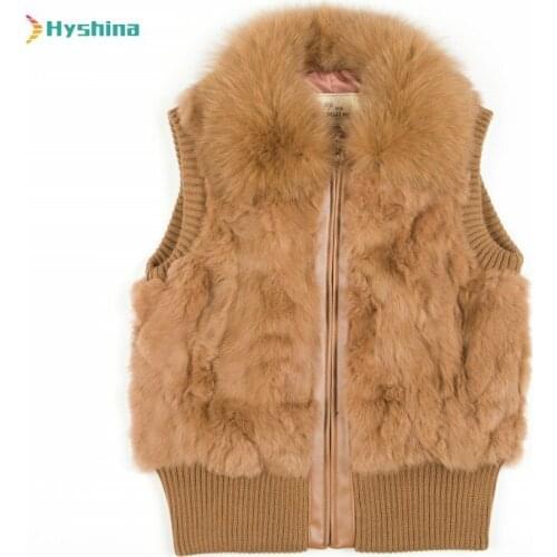 Rabbit Fur Coat Fall / Winter 2020 New Waistcoat Short Waistcoat Large Fox Collar Cardigan
