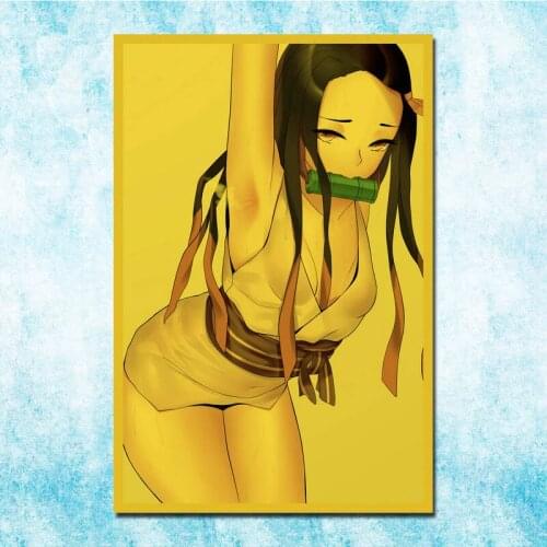 Demon Slayer Anime Tanjirou Zenitsu Nezuko Poster Art Silk Canvas Retro Print For Home Room Decor Decoration-034