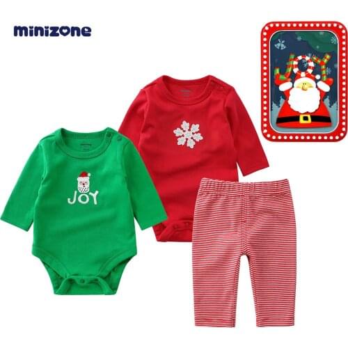 MINIZONE christmas gift for baby 3-peaces-set cotton soft metallic gift box