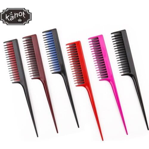 Hair Salon Barber Profession Haircut Dyeing Hair Cutting Hair Comb Two-Color Plastic Pointed Tail Comb Highlight Comb