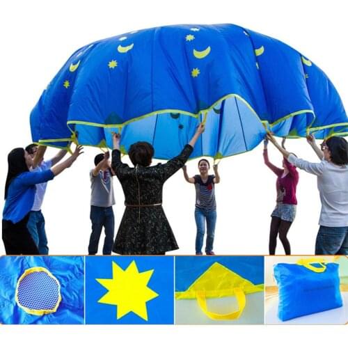 1.8m Jump-sack Rainbow Umbrella Kids Play Parachute Sport Activity Teamwork Game Toy For Kids Gifts Foldable Polyester Cloth