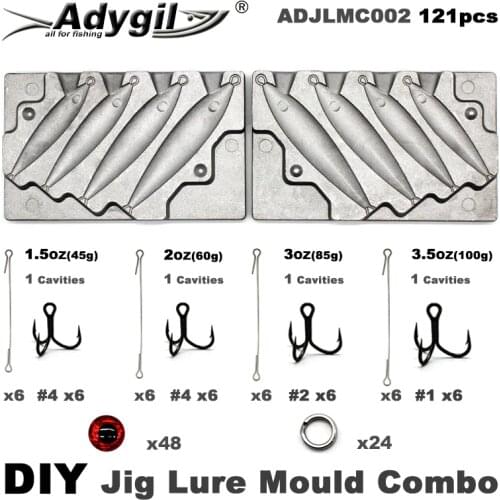 Adygil DIY Fishing 121pcs Jig Lure Mould Combo 45g 60g 80g 100g 4 Cavities