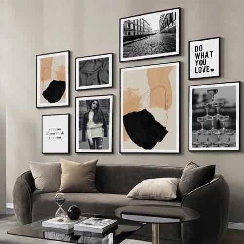 Nordic Vintage Poster street Wine glass Girl Quotes abstract Wall Art Print Canvas Painting Wall Pictures For Living Room Decor