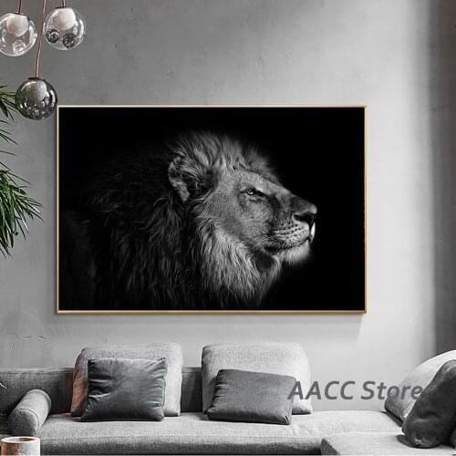 Modern Lion Portrait Canvas Painting Black And White Photography Cuadros for Wall Art Picture Room Home Decor Poster and Prints