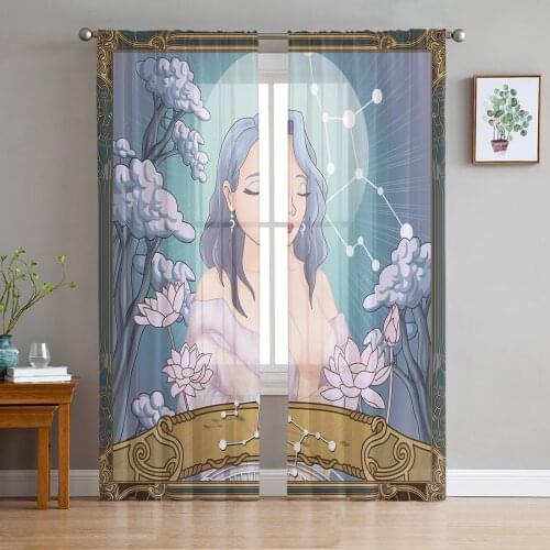 Twelve Constellations Modern Curtain For Living Room Transparent Tulle Curtains Window Sheer For The Bedroom Accessories Decor