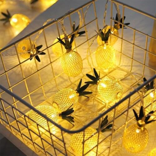 Led Wrought Iron Pineapple String Lights Christmas Garden Party Decoration Lantern Pendant