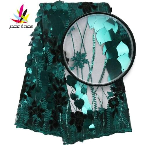 Nigerian French Lace Styles Big Glitter Sequin Velvet Tull Lace Embroidery Fabric Design with Onion Sequence Mesh Stretch XZ2950