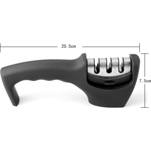 Knife Sharpener for Straight and Serrated Knives, 3-Stage Diamond Coated Wheel System, Sharpens Dull Knives Quickly, Safe