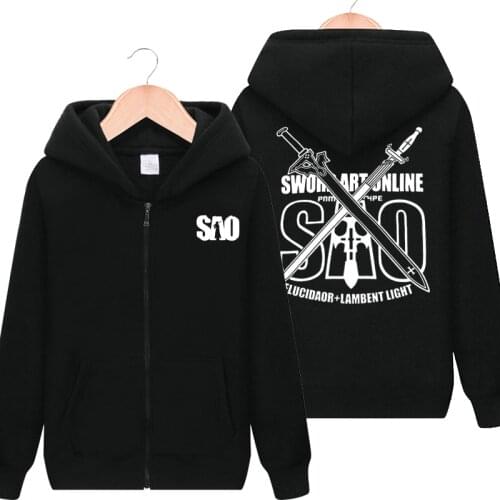 Sword Art Online Hoodie Black Jacket Coat Hooded Hoodie Sweatshirt Cosplay Pullover