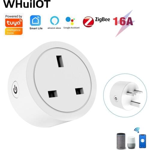 WENHIOT Tuya Zigbee Smart Socket 16A UK Plug Timer Electronic Socket Outlet works with Smart Gateway supports Google Home Alexa