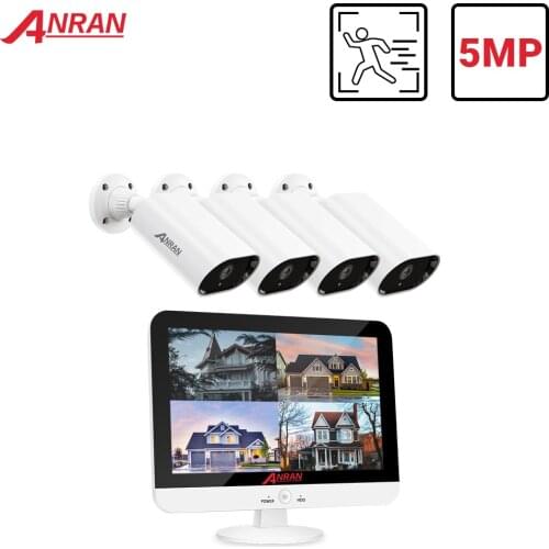 ANRAN 5MP 13 Inch Monitor DVR Video Surveillance Audio Security Camera System Outdoor AHD CCTV Camera System DVR Plug and Play