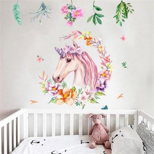 Vivid Cartoon unicorn wall sticker living room bedroom wall decoration art mural wall stickers for kids rooms Princesss room