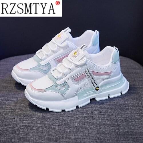 Spring Korean Platform Sneakers Women Shoes Thick Bottom Chunky Sneakers Breathable Mixed Colors Slip on Casual Shoes Woman 2021