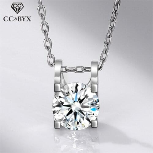 CC Classic Jewelry Pendants For Women 925 Silver 80 Points Cubic Zirconia Four-claw Horns Bridal Wedding Bijoux No Chain CCN263