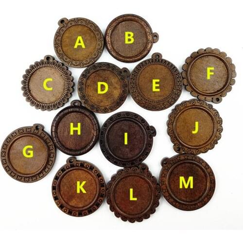 10pcs dia 25mm round wood cabochon Dark brown log color wood base settings blank wooden trays for DIY Necklace Keychain making