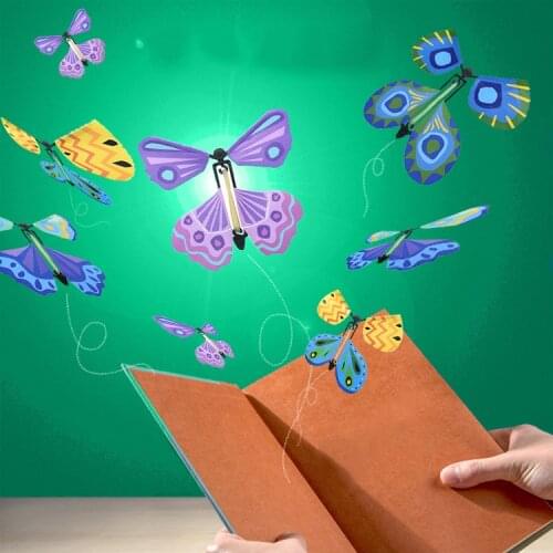 10pc The fairy tale rubber band in the flying book powered magic butterfly toy childrens magic props big surprise gift