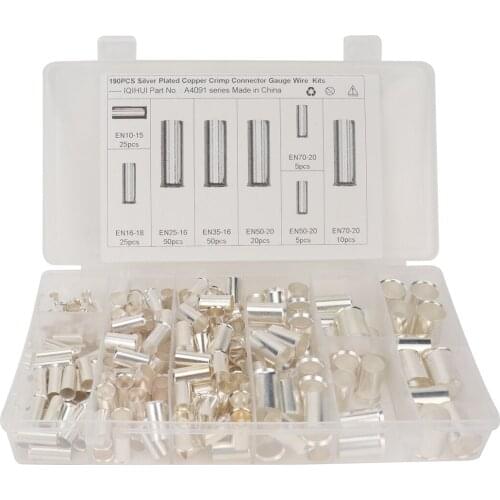 190 Pcs of 6 kinds of specifications of tube-shaped bare end EN tube-shaped bare end Cold-pressed tube-type terminal block