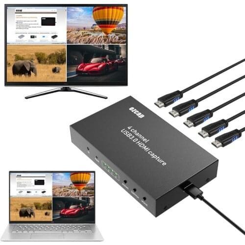 4 Channels Display 4x1 Multiviewer Switch 1080P 60FPS USB 3.0 HDMI Video Capture Card Recording Live Streaming Box TV Loop Out