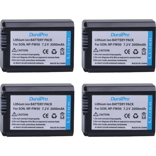 4Pc NP-FW50 2000mAh NP-FW50 Camera Battery for Sony Alpha a6500 a6300 a6000 a5000 a3000 NEX-3 a7R