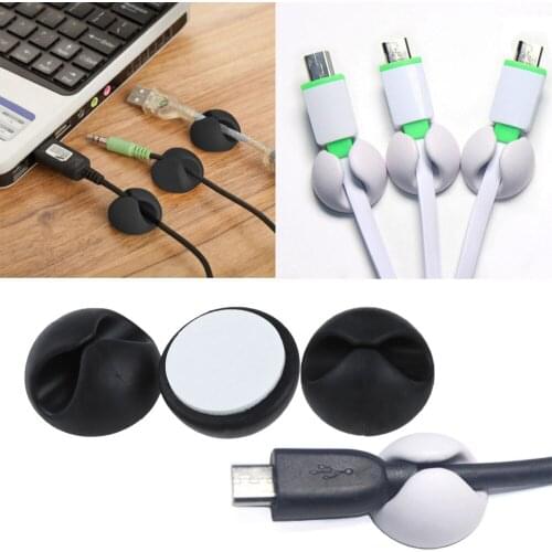 5pcs/Lot High Quality Cable Winder Clip Clamps USB Charger Holder Fixer For Desk Wire Tidy Organiser Management Self-Adhesive