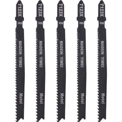 5 Pcs T123X 4 Inch HCS T-Shank Jigsaw Blades Set For Metal Cutting