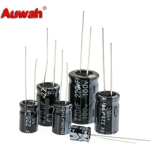 10V 16V 25V 35V 50V 63V100V 250V 400V 450V Aluminum Electrolytic Capacitor 1uF 2.2uF 3.3uF 4.7uF 10uF 22uF 33uF 47uF 100uF 220uF