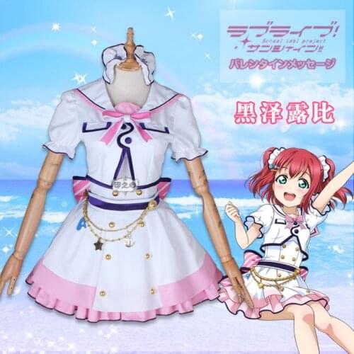 Anime cosplay Love live Aqours Kurosawa Ruby 6th anniversary party costume lolita sailor suit A