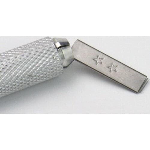 Free Shipping 50pcs/lot Fog Eyebrow Tattoo Flat 14pins Needles Double Star 14pins Blades For Permanment Makeup Manual Pen