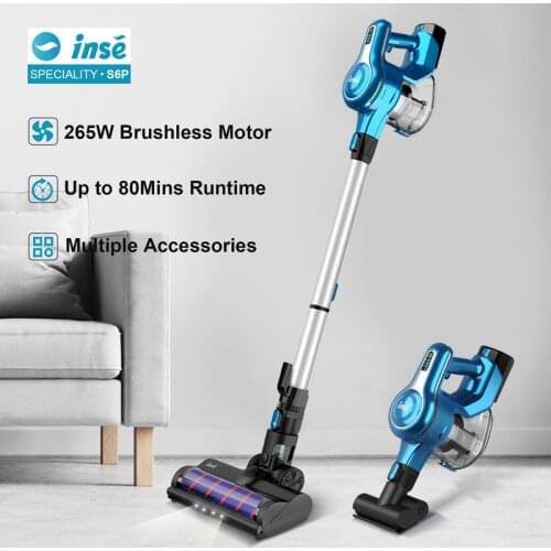 Cordless Vacuum Cleaner 23Kpa 250W Brushless S6 Motor Stick Vacume, Up to 40 Mins Runtime 2500mAh Rechargeable Battery, 5-in-1