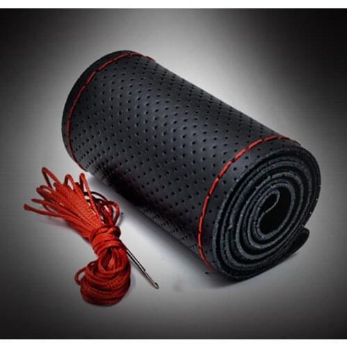 4 Color DIY Texture Soft Auto Car Steering Wheel Cover With Needles And Thread Artificial Leather Car Styling Covers Suite Hot