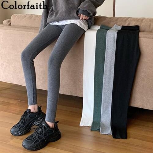 Colorfaith 2021 New Spring Autumn Woman Leggings Elasticity Push Up High Waist Thrilling Fitness Lady Slim Wild Jeggings Le6151