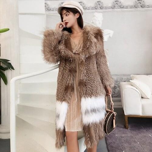Fox Long Coat Real Women Clothes Autumn Winter Warm Jacket Korean Vintage Slim Fur Coats Manteau Femme Hiver ZL715