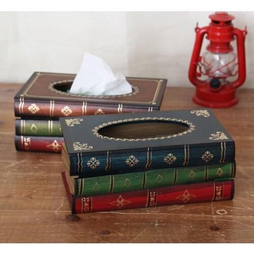 European Style Tissue Box Luxury Vintage Wooden Creative Napkin Box Home Living Room Desktop Decoration Drawer Storage
