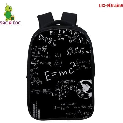 Hot Sale Colorful The Creative Brain Backpack Mathematical Formula Backpack 3D Printing Student School Bags Kids Back To School