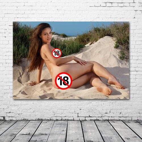 Canvas Paintings Beautiful sexy girl on the Beach Adult Body Pictures Posters and Prints Wall Art for Living Room Decor