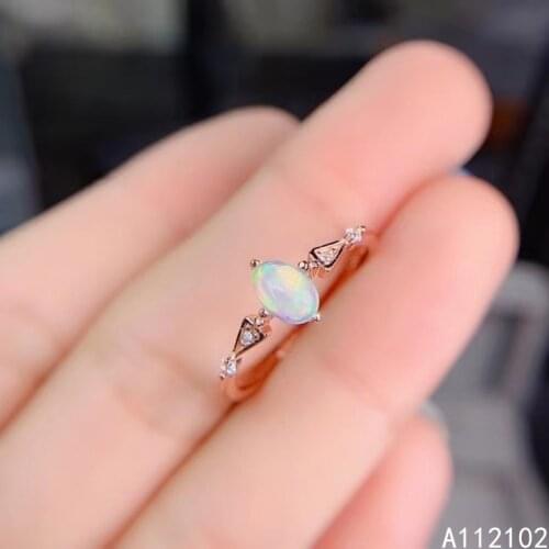 KJJEAXCMY fine jewelry S925 sterling silver inlaid natural opal new girl elegant ring support test Chinese style hot selling