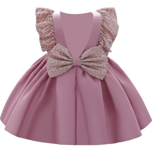 Baby girl cute big bow sequined full moon fluffy princess dress flower girl dress birthday party dress formal dress girl clothes