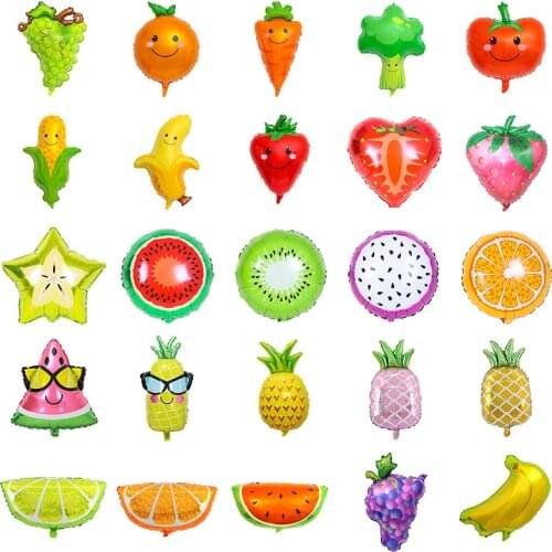 Cute Fruits and Vegetables Aluminum Film Balloon Childrens Day Party Birthday Party Watermelon Corn Pitaya Pineapple