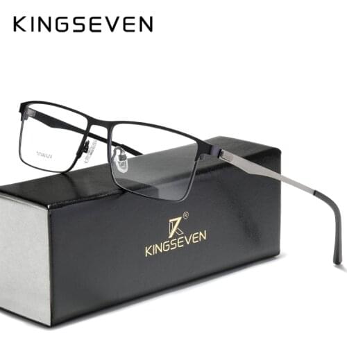 KINGSEVEN Titanium Alloy Optical Glasses Frame Men 2020 Square Myopia Prescription Eyeglasses Male Metal Eyewear