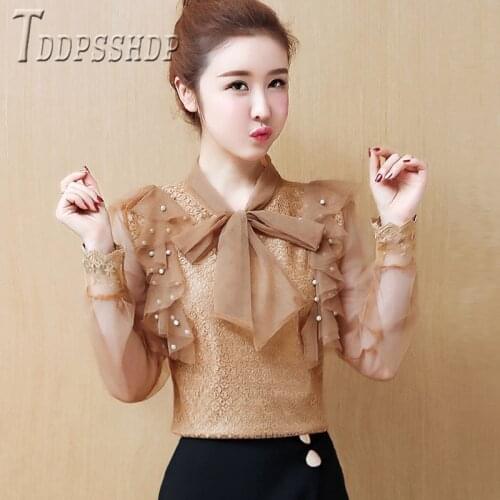 2020 New Arrive Fairy Women Blouse Spring Lace Female Bottoming Blouses