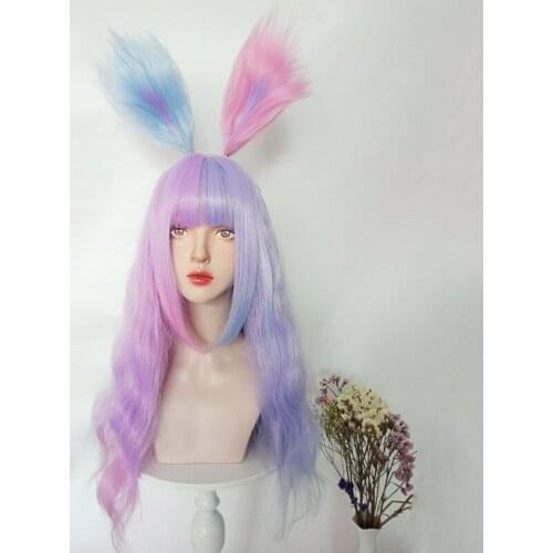 Cartoon Fashion Wigs Women Hair Girl Kawaii Lolita Cosplay Wig Heat Resistant Synthetic Wig Halloween Pink Long Daily Wig