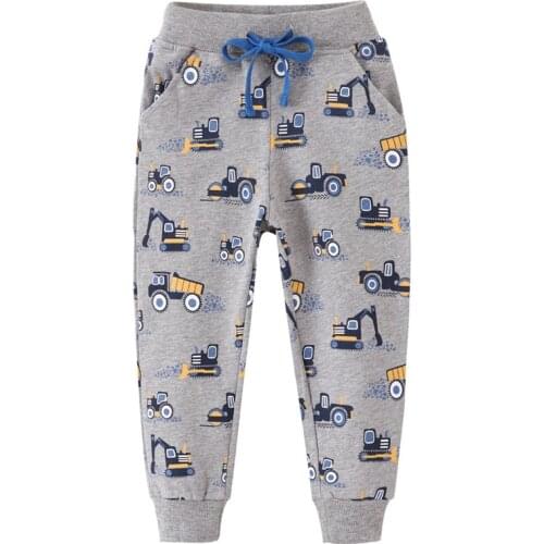 Jumping Meters New Arrival Excavators Boys Trousers Pants For Autumn Winter Cartoon Characters Print Fashion Baby Sweatpants