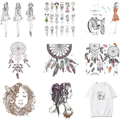 Iron-on Transfers for Clothing Patches for Clothes Stickers Diy Girl Patch Flex Fusible Transfer Vinyl Adhesive Stripe T-shirt A