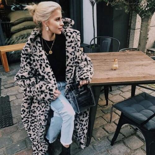 2020 Winter Oversized Long Pink Teddy Coats Women Thick Faux Fur Teddy Jackets Ladies Warm XS-XXL Leopard Fur Coats cwf0183-5