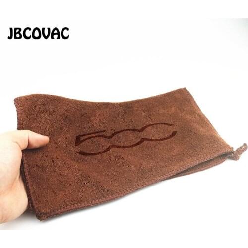 1pc 30*30CM Car Accessories For Fiat 500 Stilo Ducato Palio Bravo Doblo Wash Towel Auto Soft Cleaning Towel Car Emblems Stickers