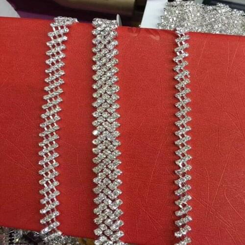 10Yards Rhinestone Chain Trim Sewing Craft DIY 3/4/5 Rows Crystal Trimming For Wedding Dress