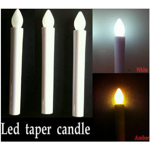 100pcs/lot Led taper candle sticks wedding table decor Flameless wax dipped candles candleabra lights17.5H amber white optional